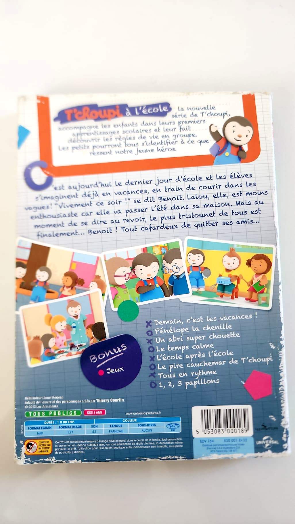 T'choupi à l'école C'est les vacances - DVD verso
