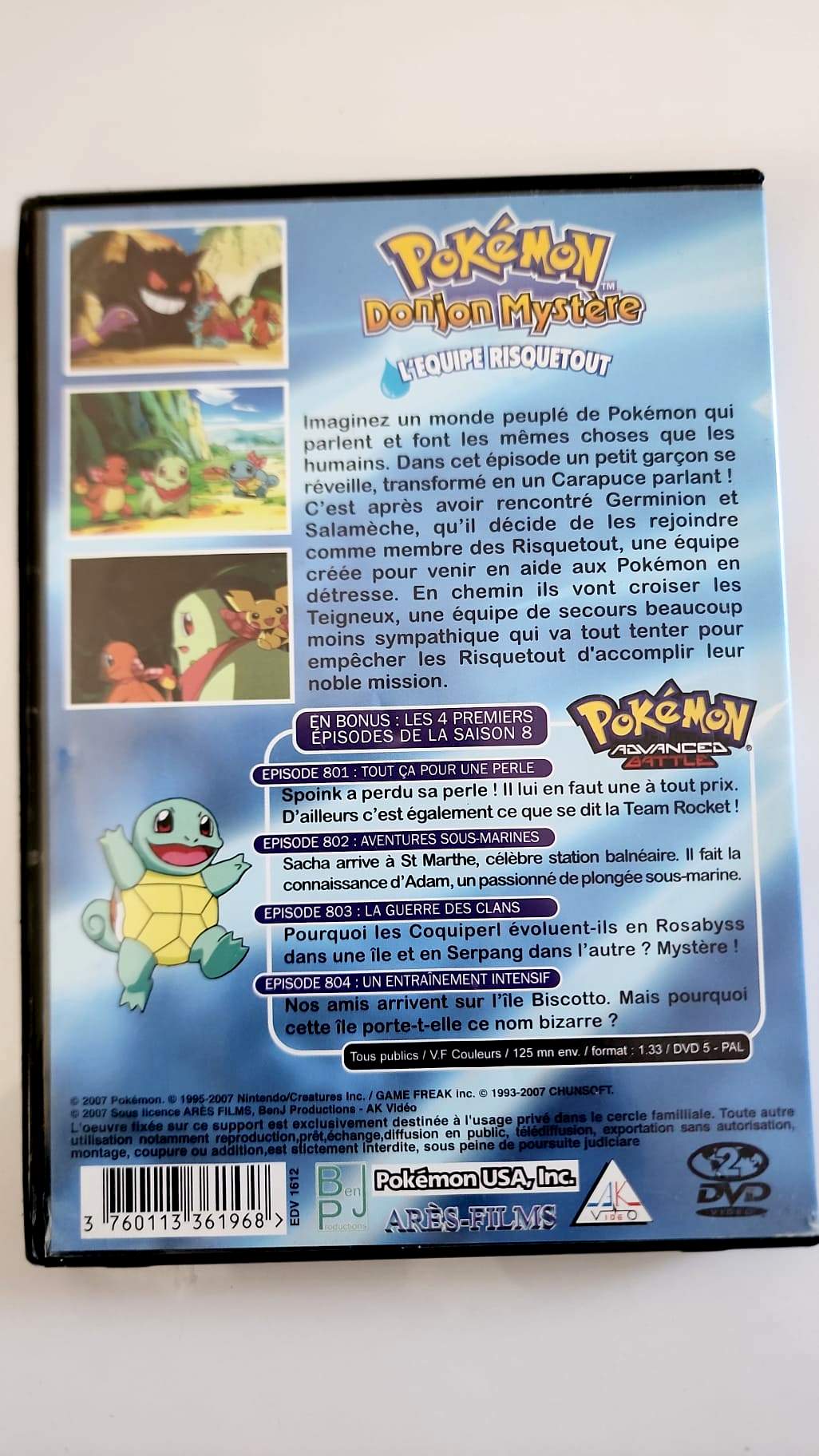 Pokémon Donjon Mystère DVD – Pochette verso