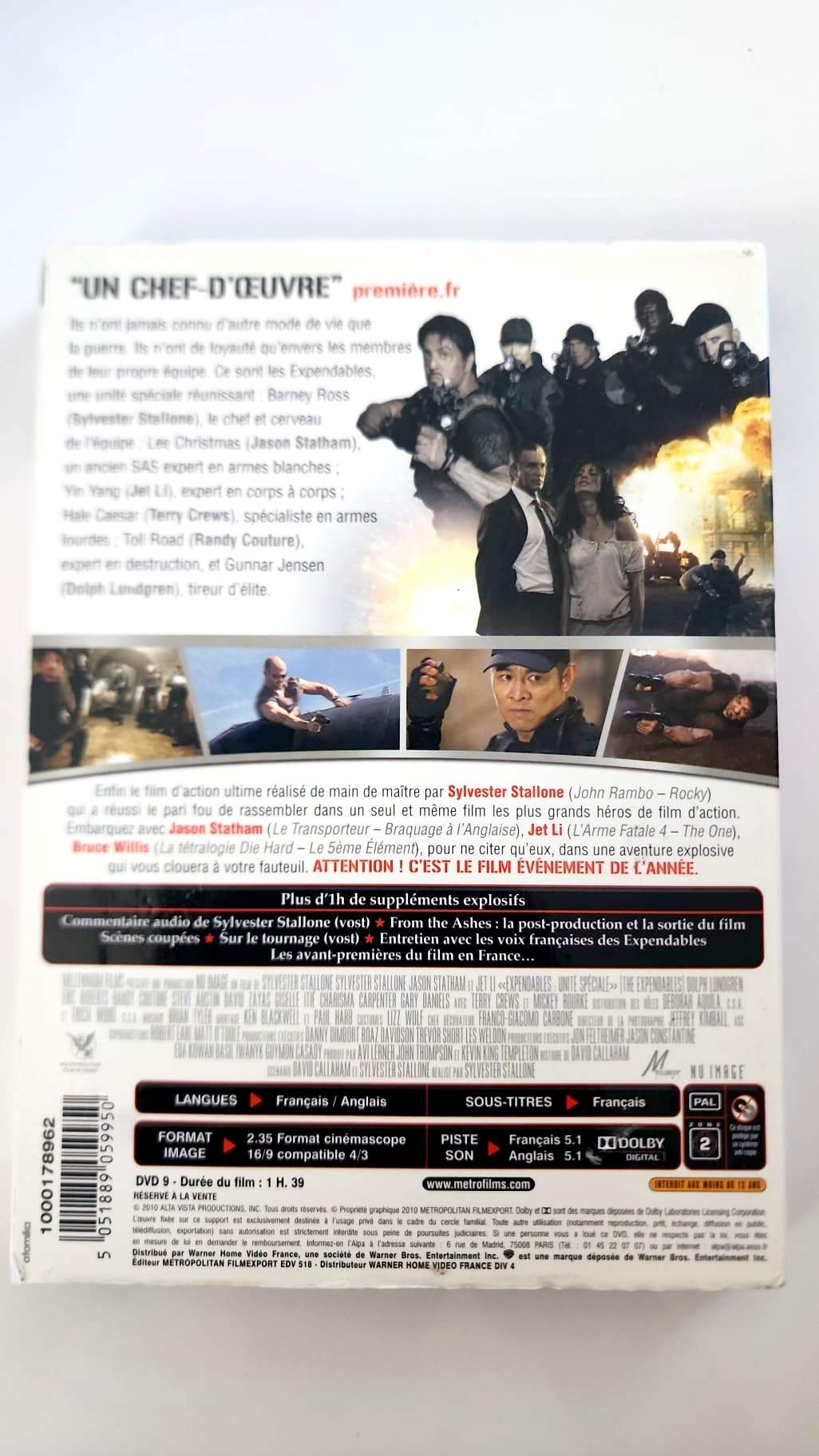 Expendables Unité Spéciale DVD - Verso