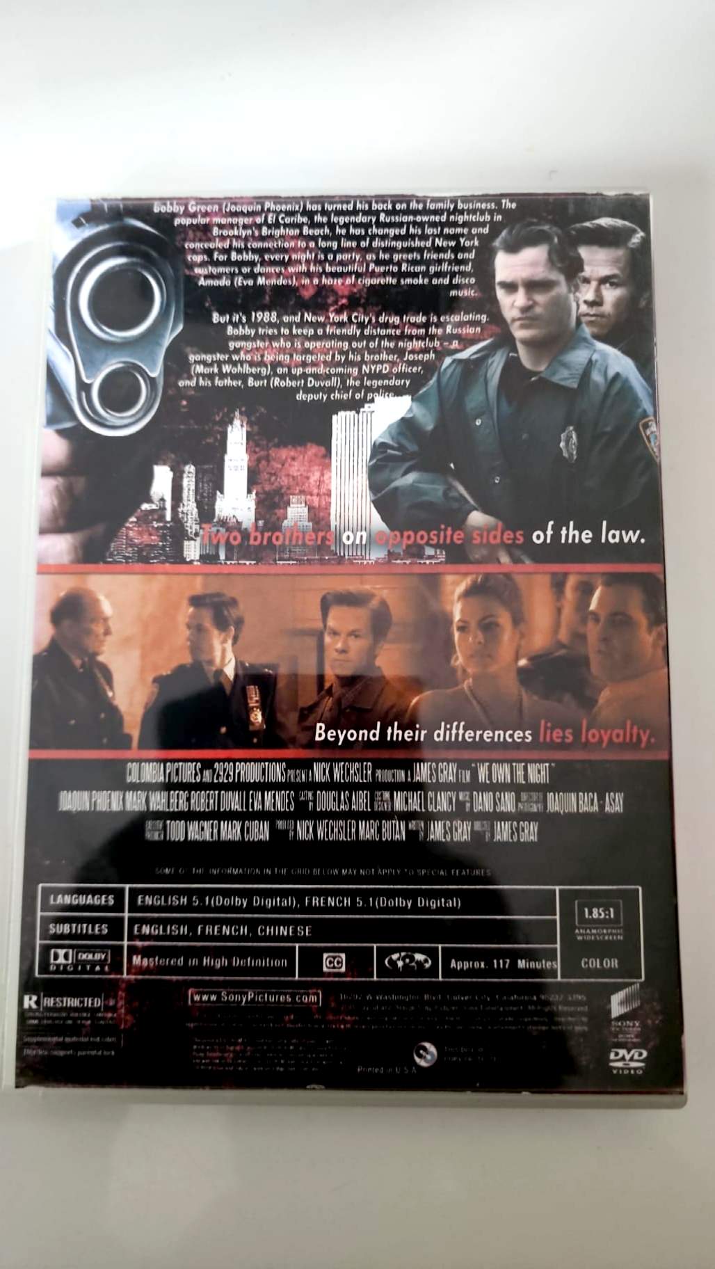We Own the Night DVD jaquette arrière