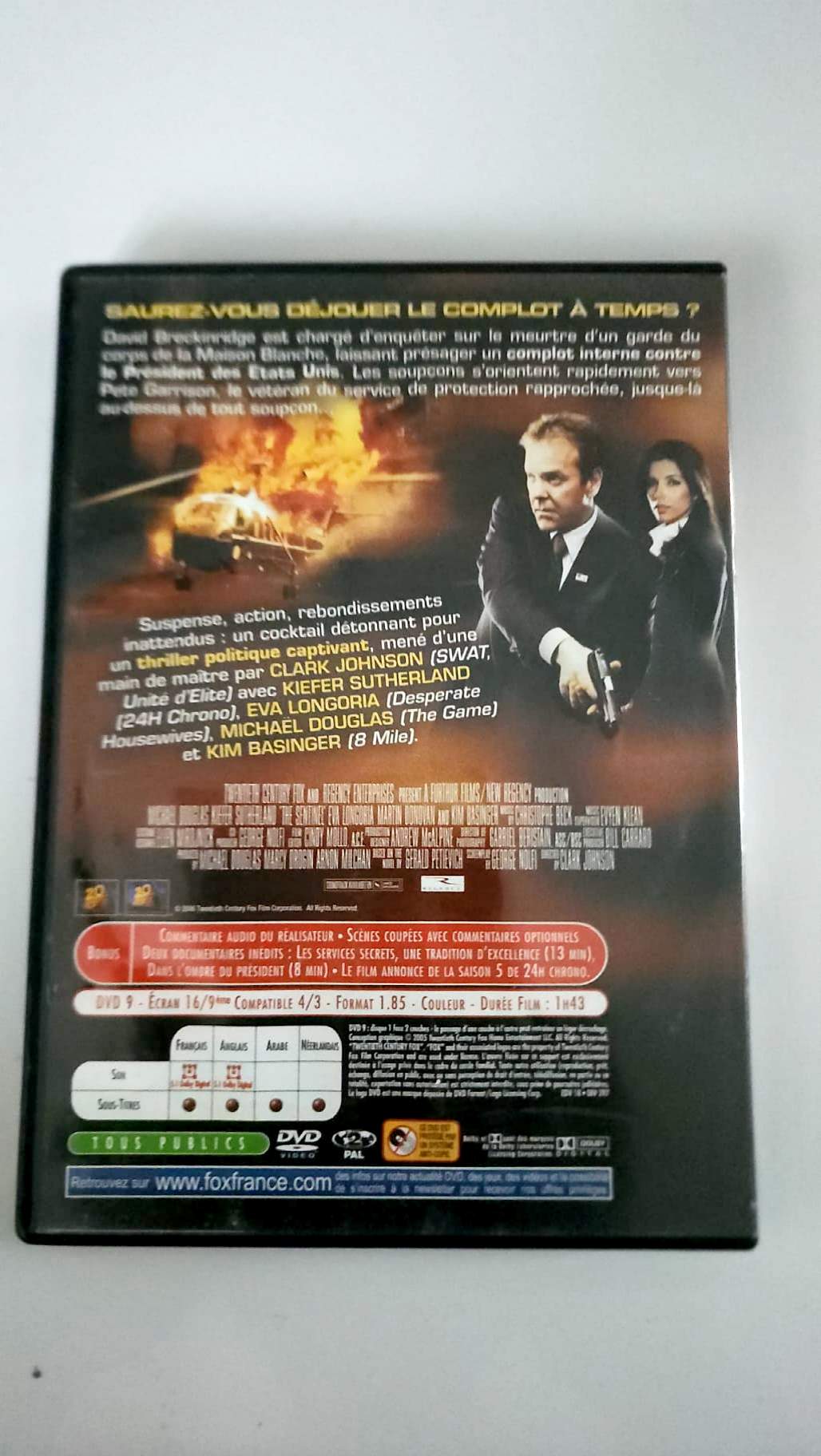 The Sentinel DVD Fox verso et caractéristiques