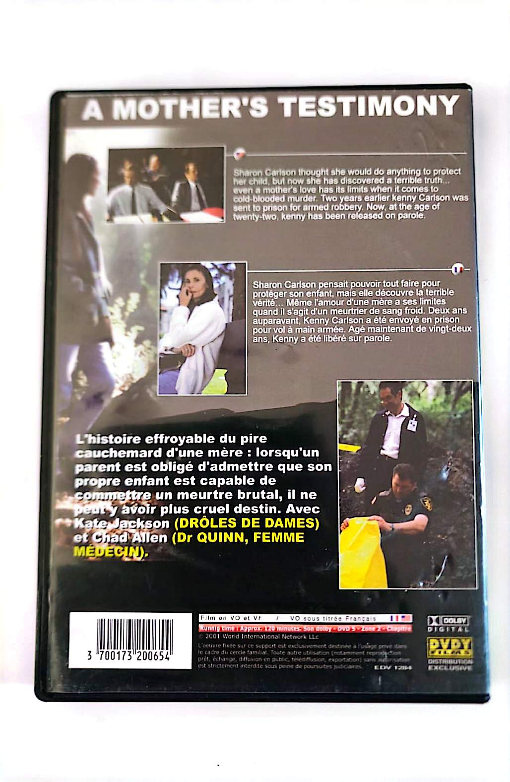 A Mother's Testimony DVD – Kate Jackson, Susan Blakely – Thriller Drame Policier | Zone 2 PAL Français Anglais