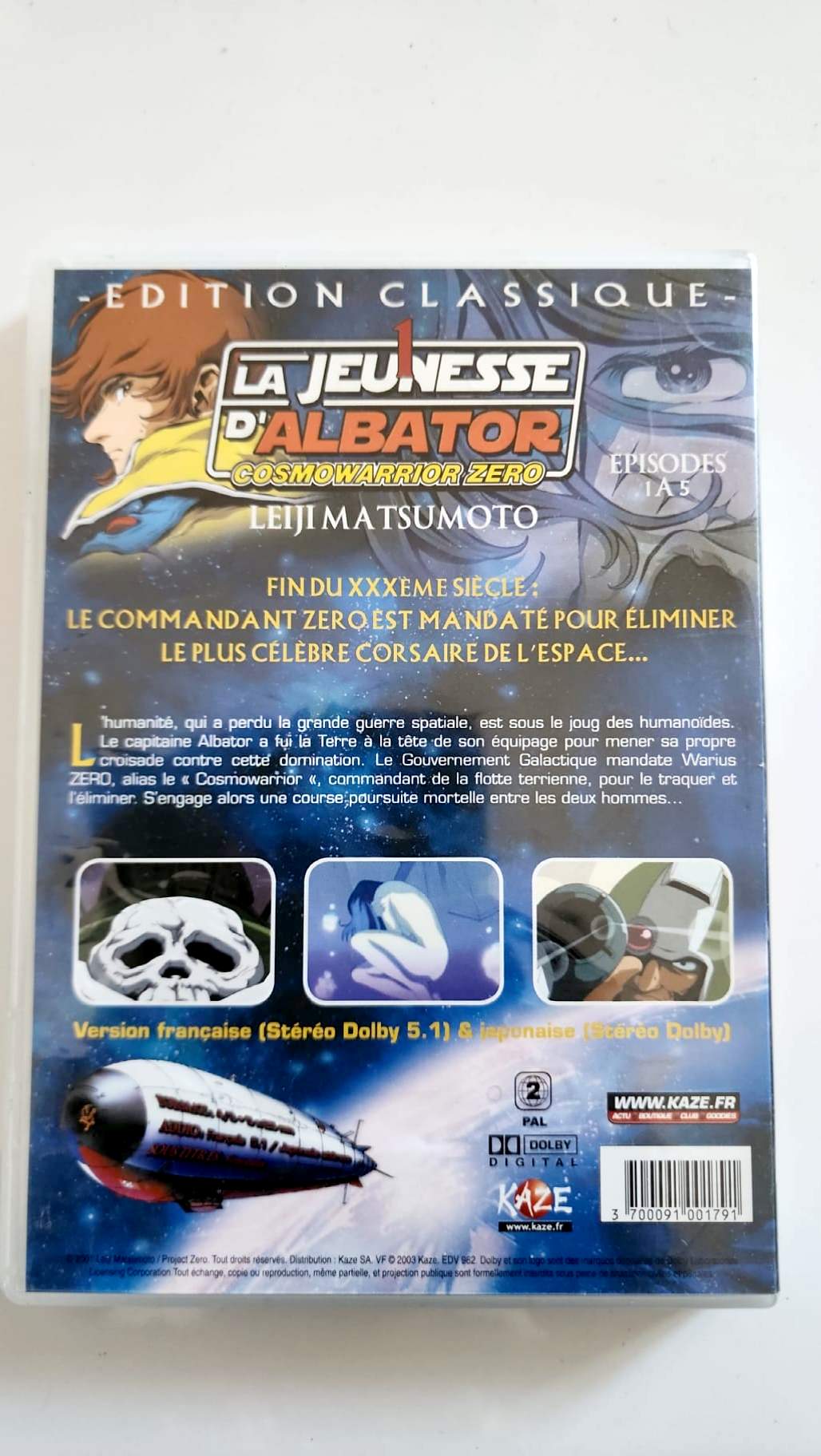La Jeunesse d'Albator Cosmowarrior Zero Vol.1 DVD - Couverture arrière épisodes 1-5 synopsis