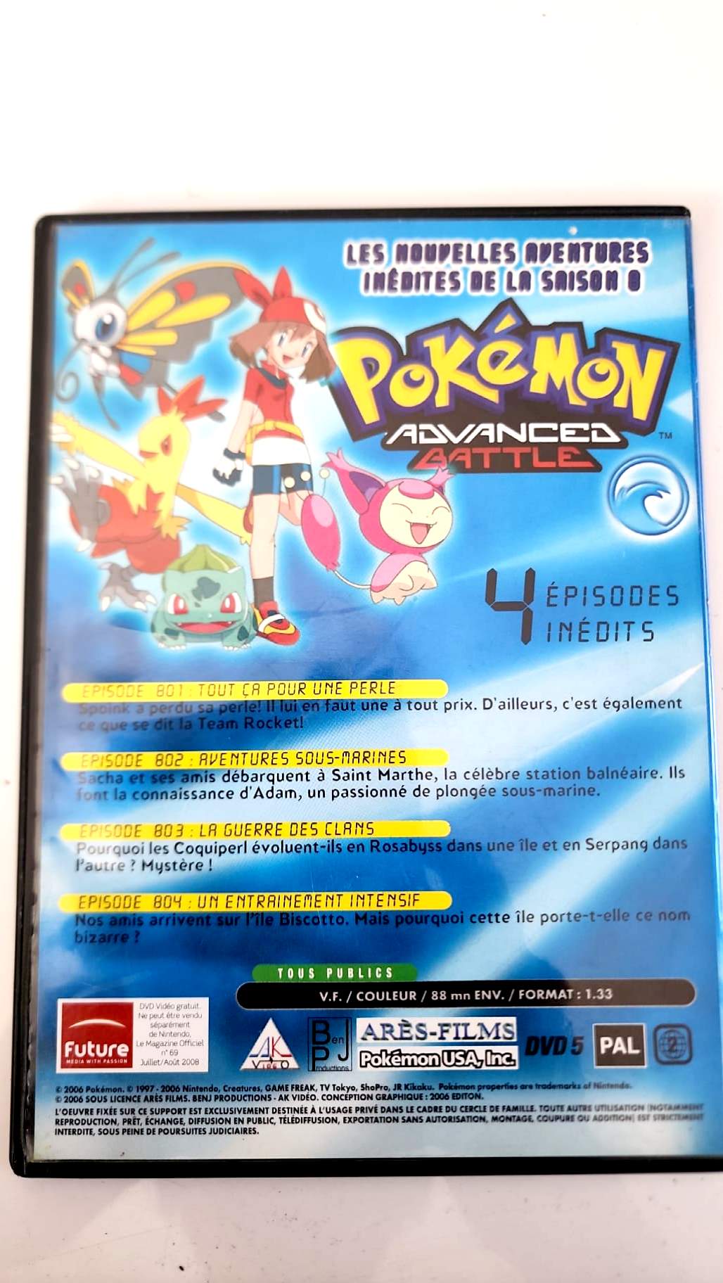 Pokémon Advanced Battle Volume 1, jaquette arrière du DVD