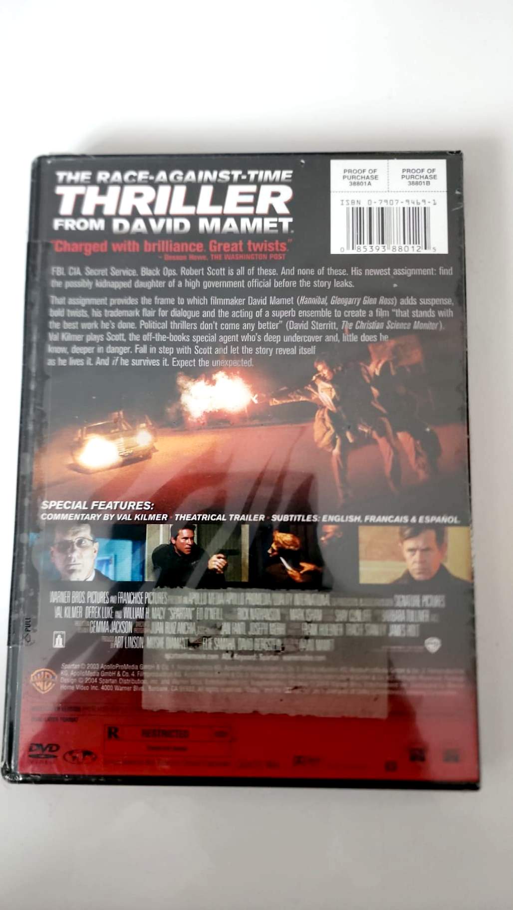 Spartan DVD – verso