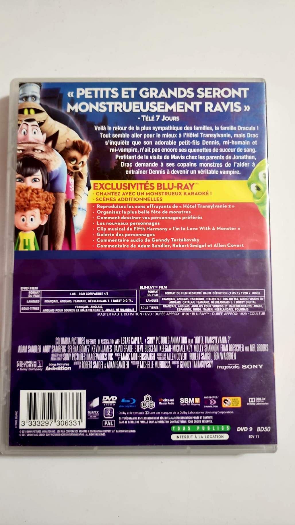 Face avant du coffret Hôtel Transylvanie 2 DVD Blu-ray