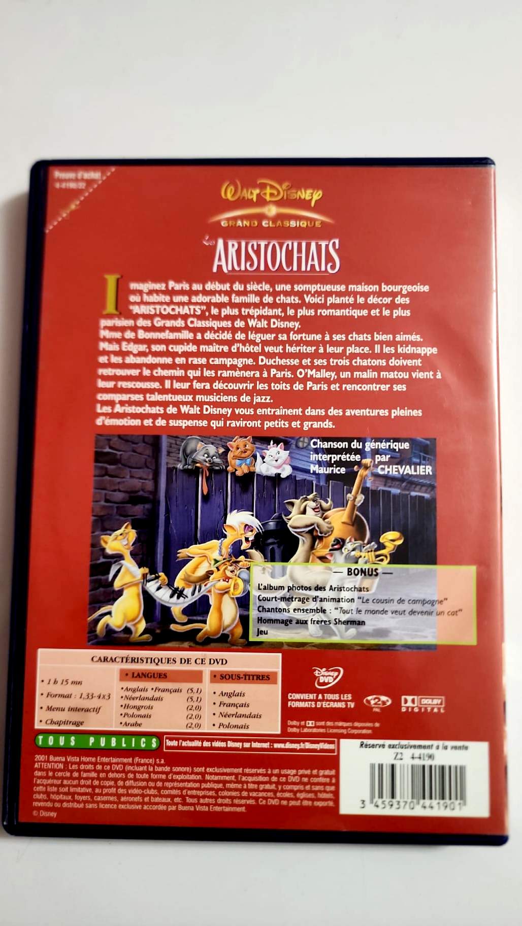 Code-barres et informations du DVD Les Aristochats