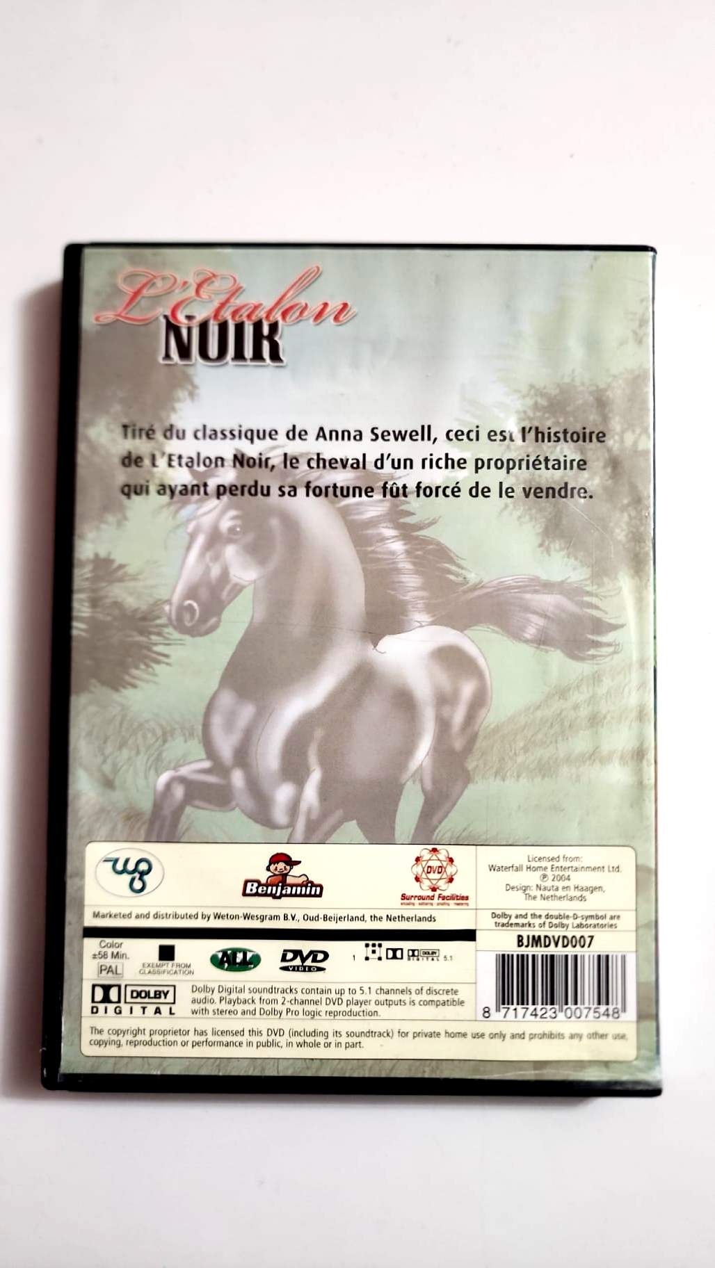 Jaquette arrière du DVD L’Étalon Noir avec le code-barres 8717423007548