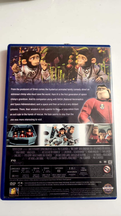 Jaquette arrière du DVD Space Chimps avec les informations audio et vidéo