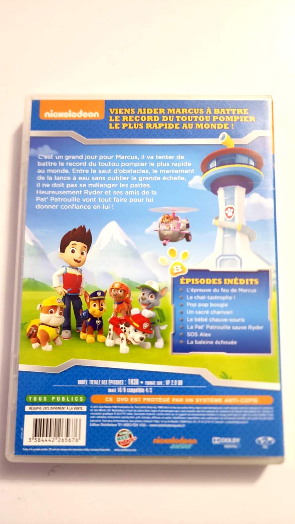 La Pat’ Patrouille Super Pompier – dos du DVD et épisodes