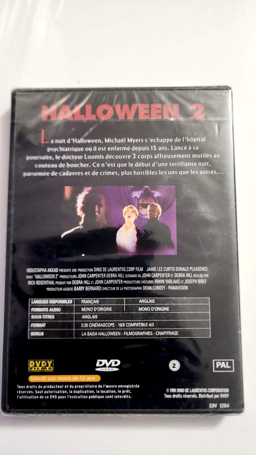 Halloween 2 DVDY verso langues et caractéristiques
