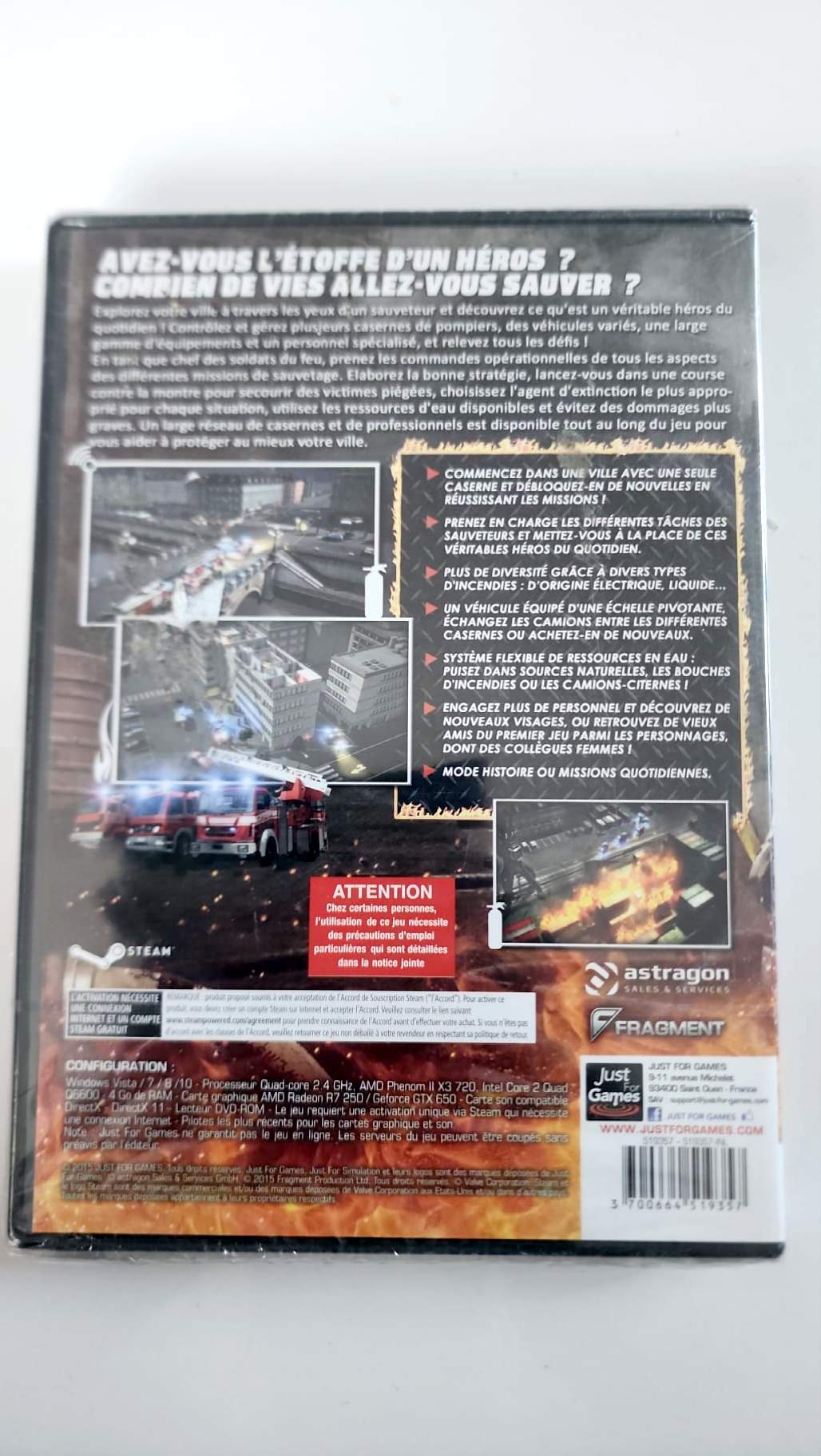 Rescue 2, dos de la boîte et configuration