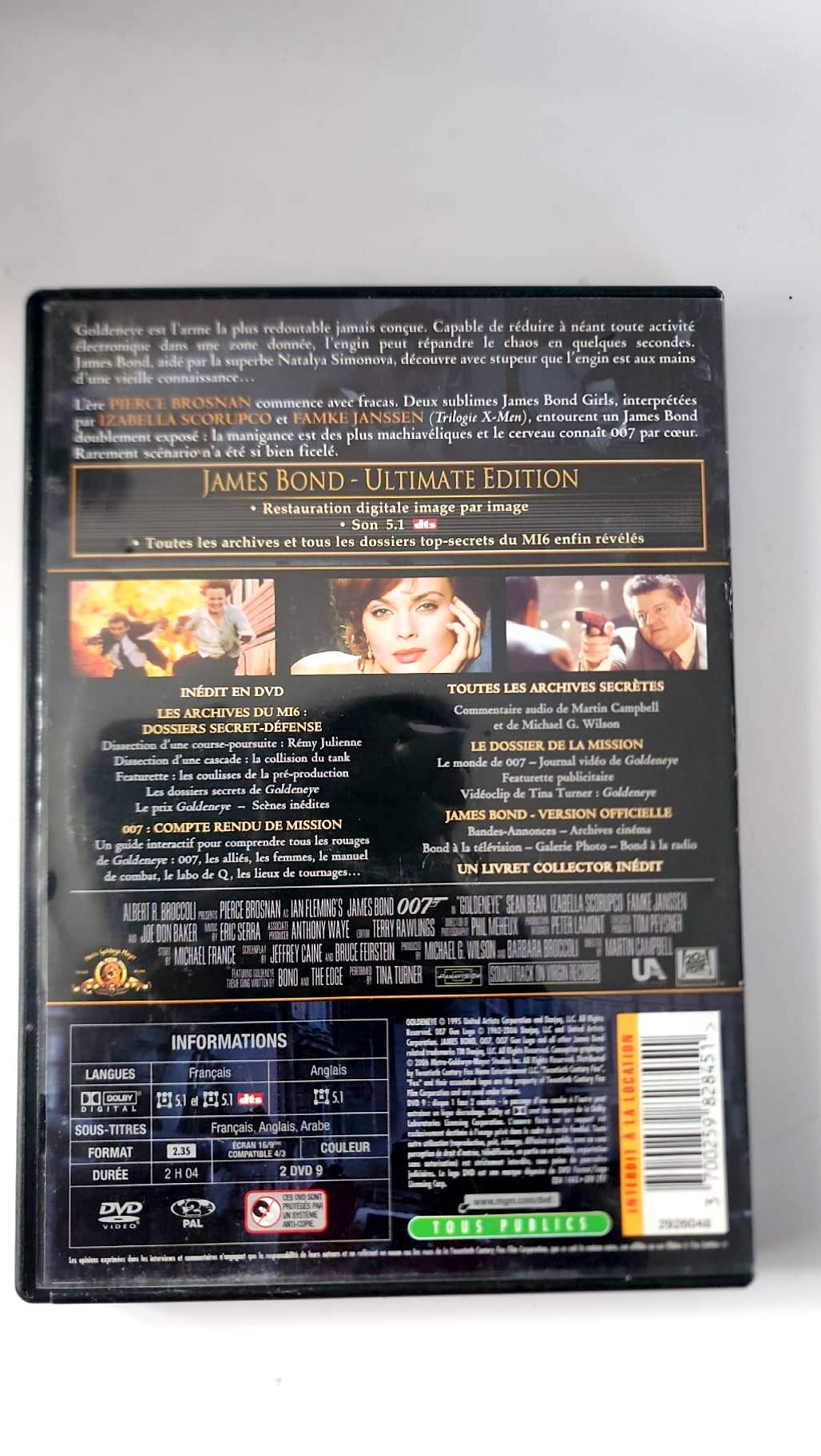 Jaquette arrière du coffret GoldenEye James Bond Ultimate Edition 2 DVD