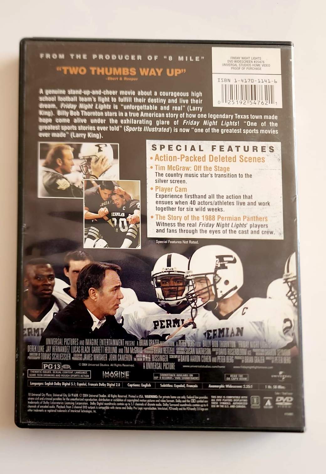 Friday Night Lights DVD - Verso avec synopsis et bonus