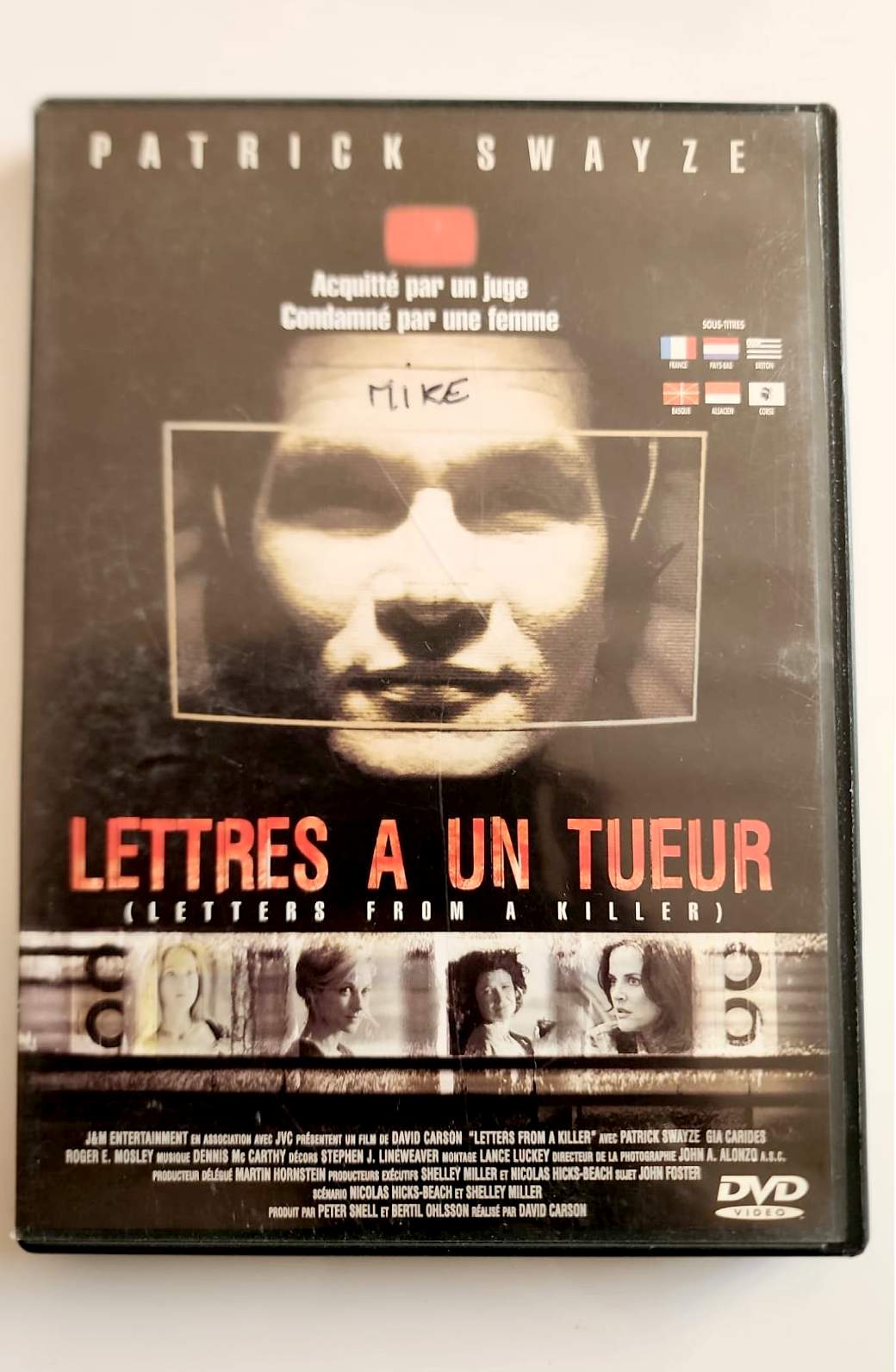 Lettres à un Tueur DVD - Recto avec Patrick Swayze