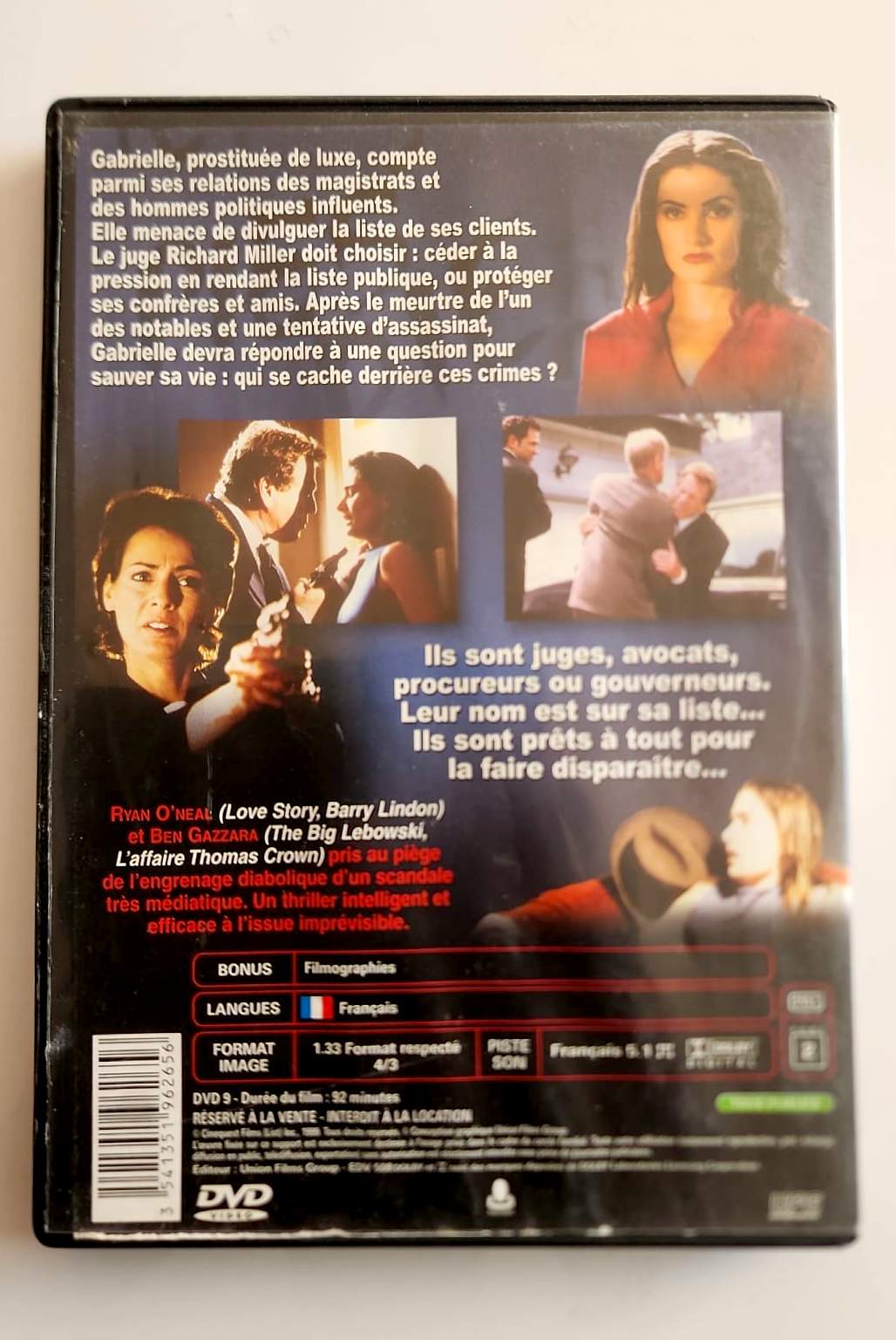 The List DVD - Verso avec synopsis et informations techniques