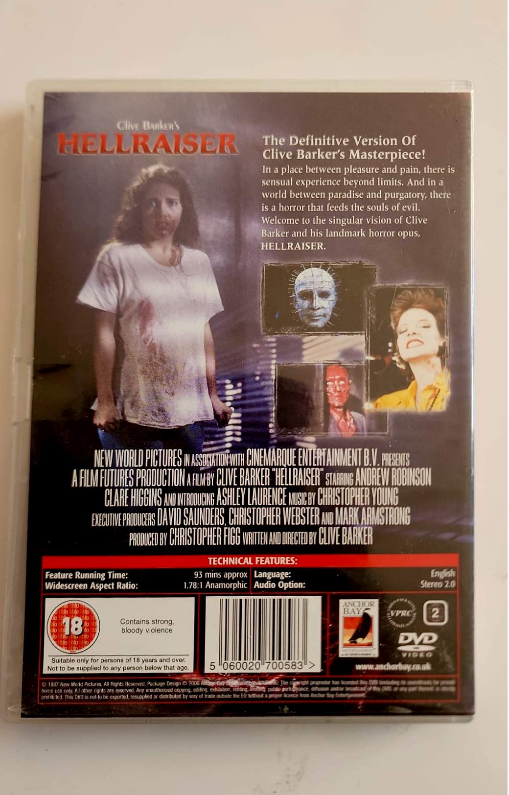 Hellraiser - DVD - Dos de la pochette