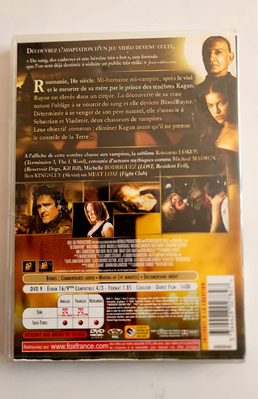BloodRayne - DVD - Dos de la pochette