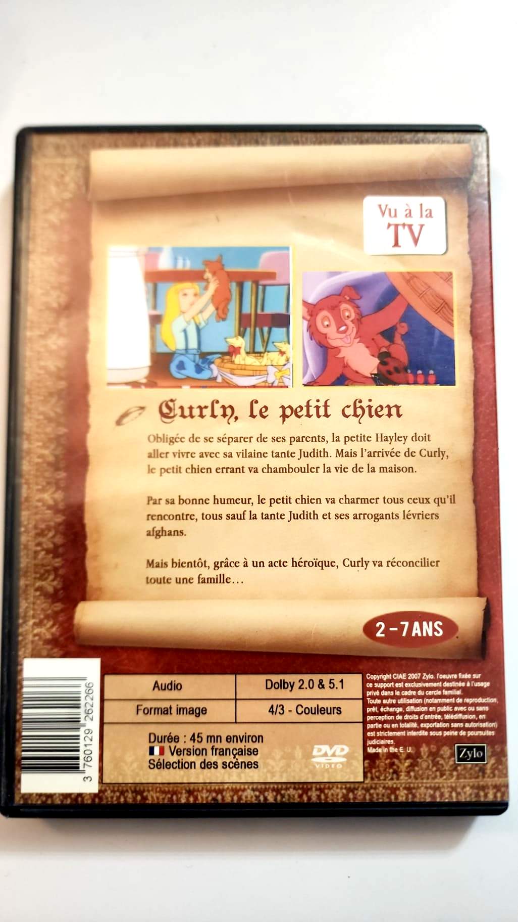 Curly le Petit Chien - DVD - Dos de la pochette