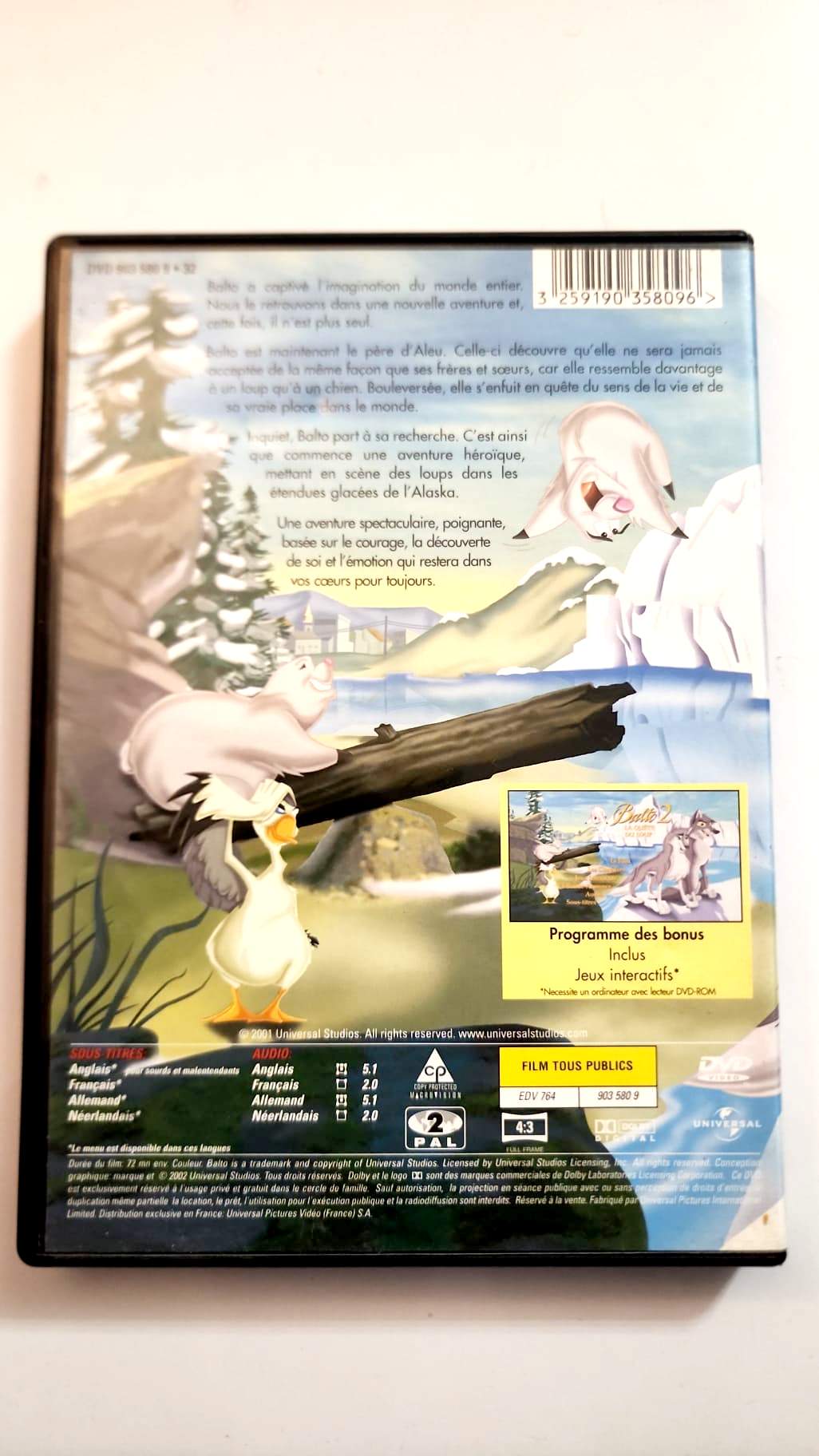 Balto 2 La Quête du Loup - Pochette DVD verso
