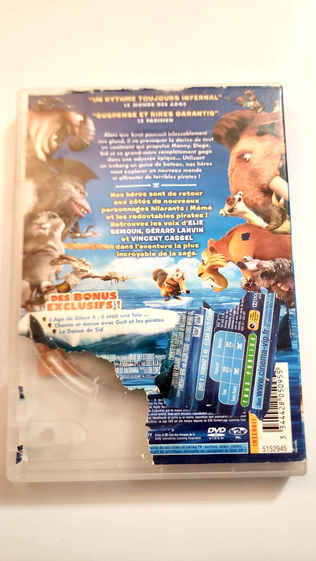 L'Age de Glace 4 La Dérive des Continents - Pochette DVD verso