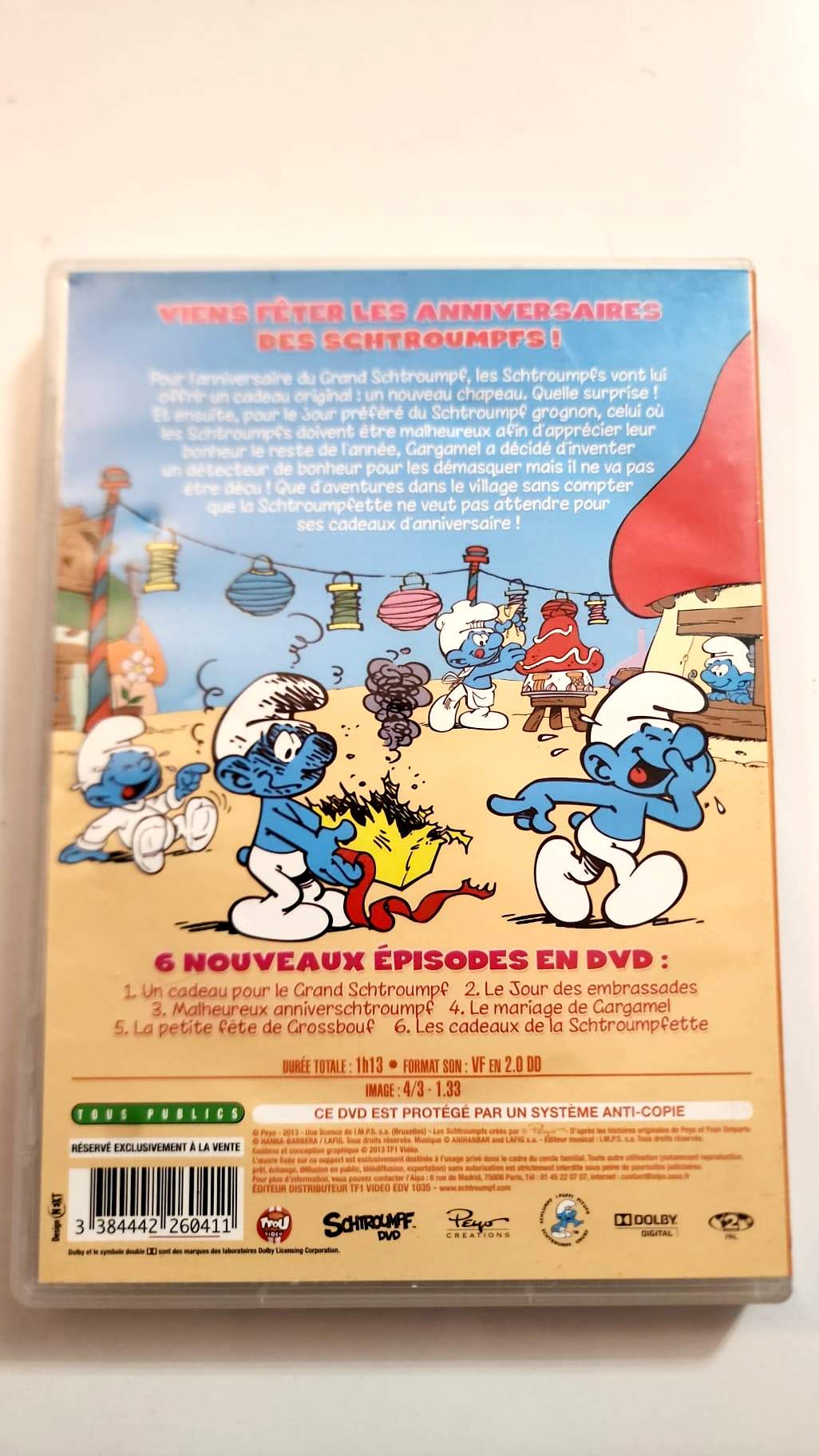 Les Anniversaires des Schtroumpfs - Pochette DVD verso