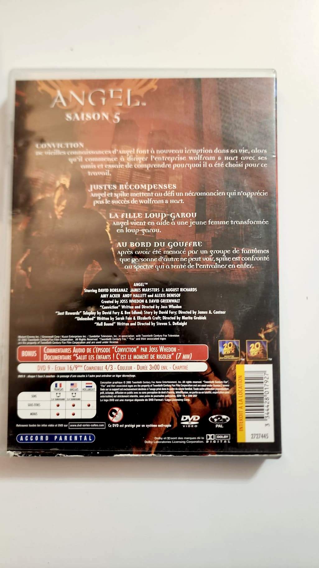 Angel Saison 5 DVD 1 - Pochette verso