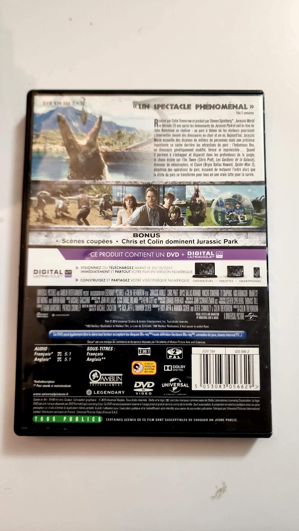 Jurassic World - Pochette DVD verso