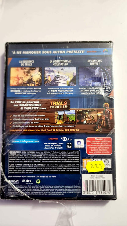 Trials Fusion PC, jaquette arrière et configuration