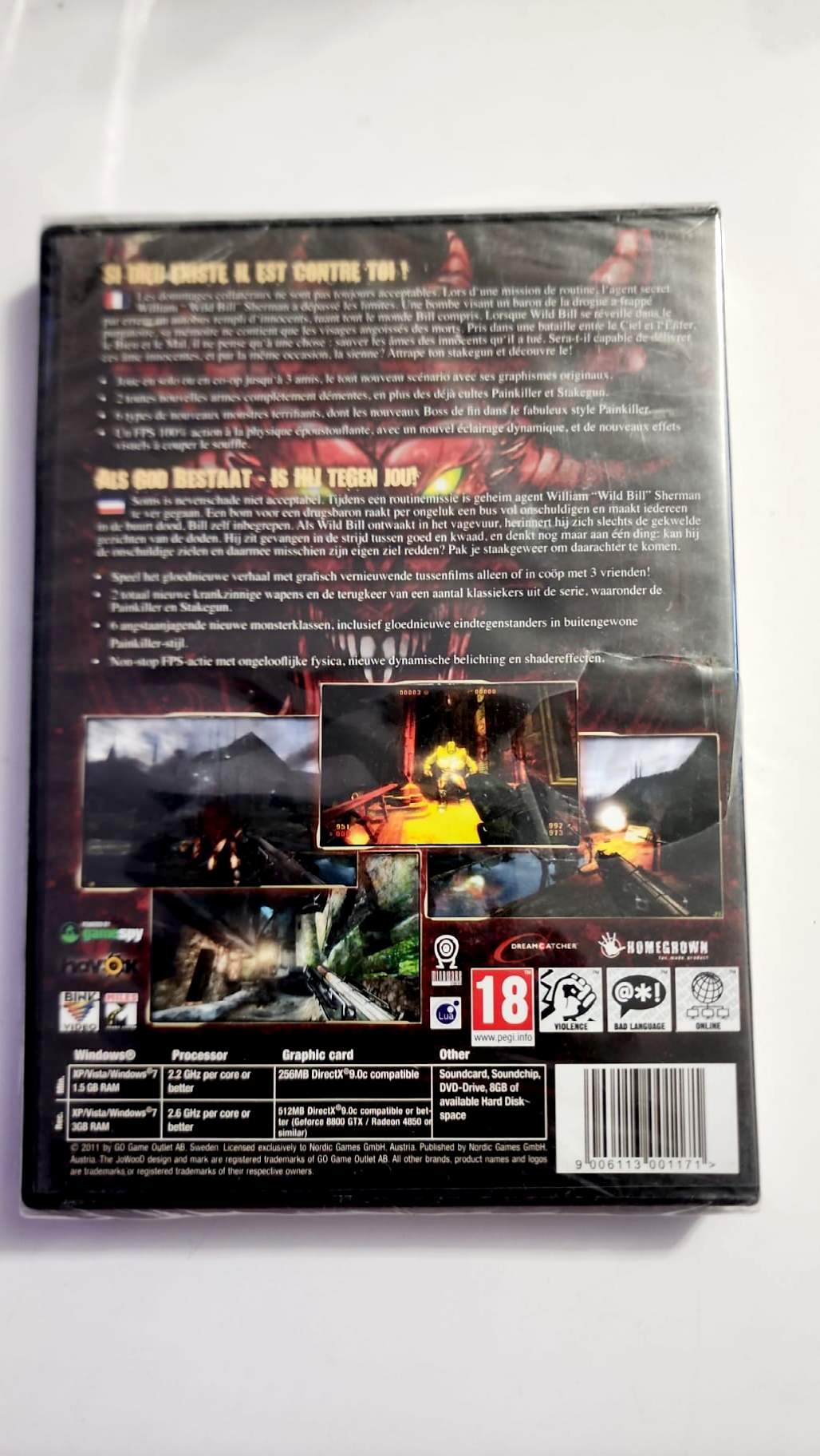 Painkiller Resurrection, jaquette arrière et configuration