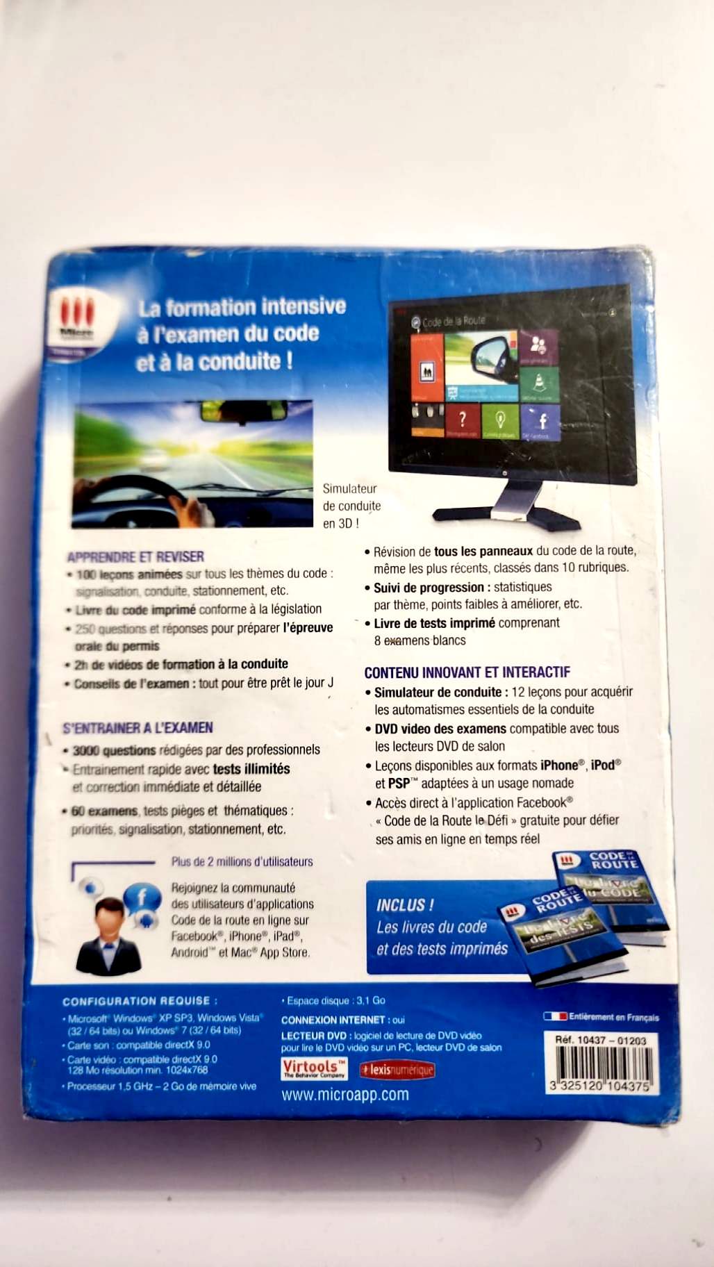 Coffret Code de la route 2013, contenu et configuration au dos