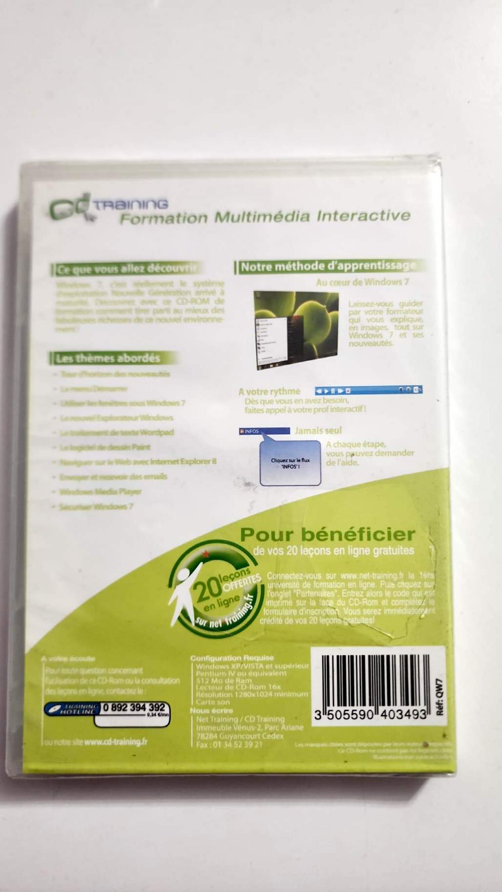 Dos du boîtier Formation Windows 7 CD Training