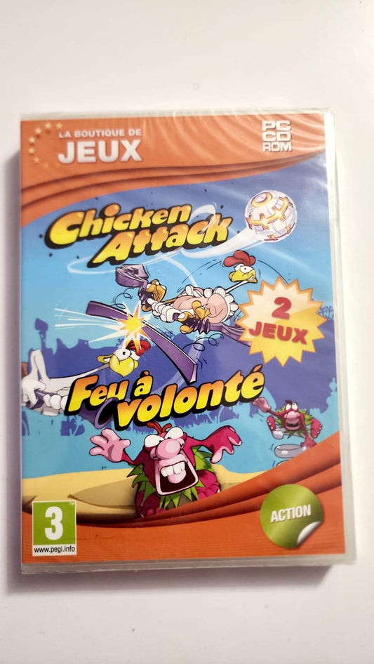 Chicken Attack + Feu à Volonté PC CD-ROM Nuevo precintado 2 juegos de acción Versión francesa PEGI 3+