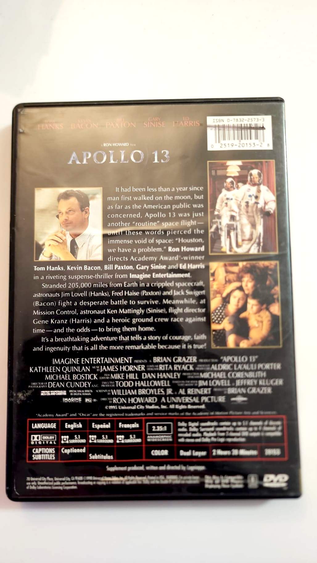 Apollo 13 DVD - Pochette arrière