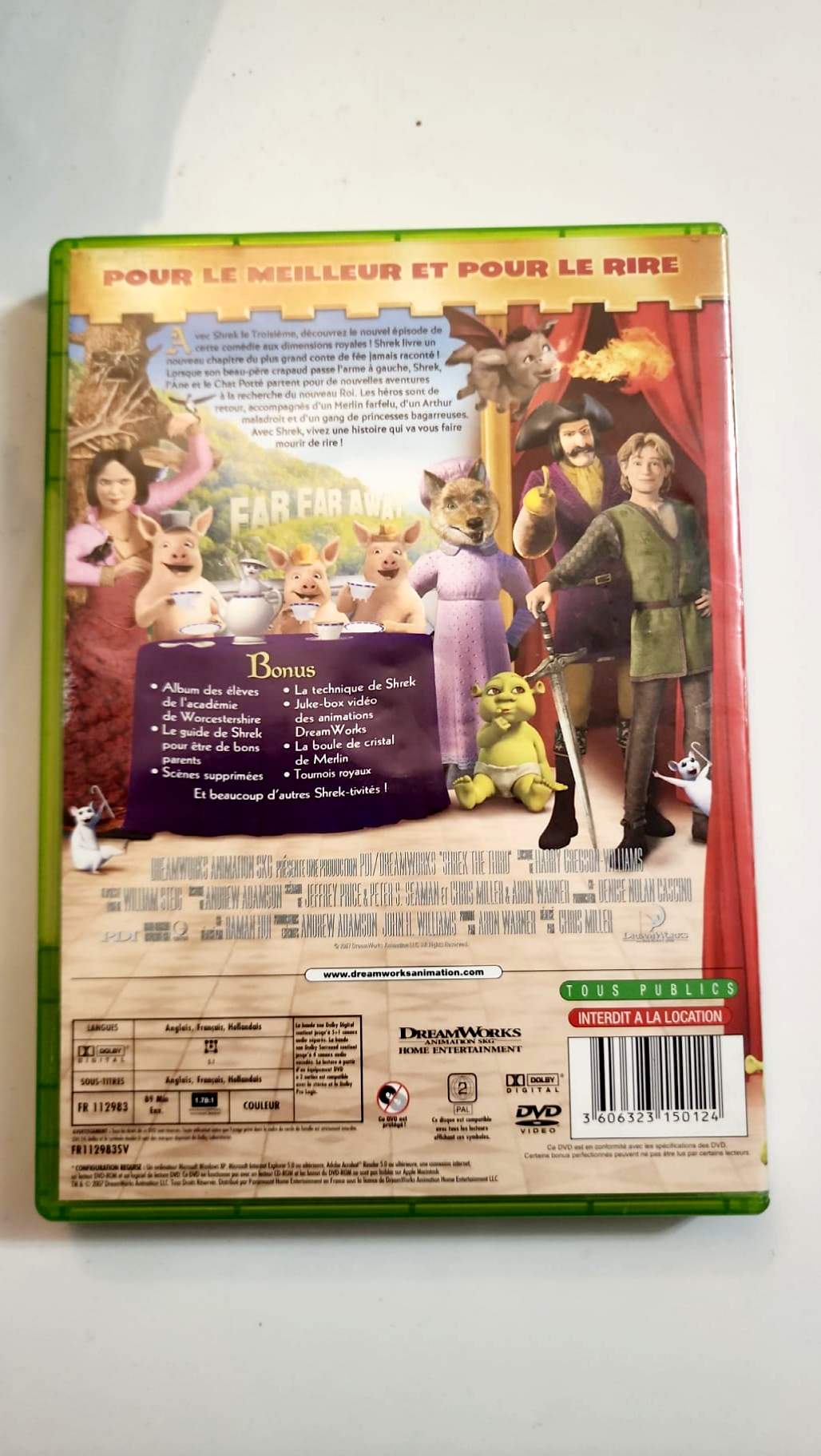 Shrek le Troisième - Pochette DVD verso