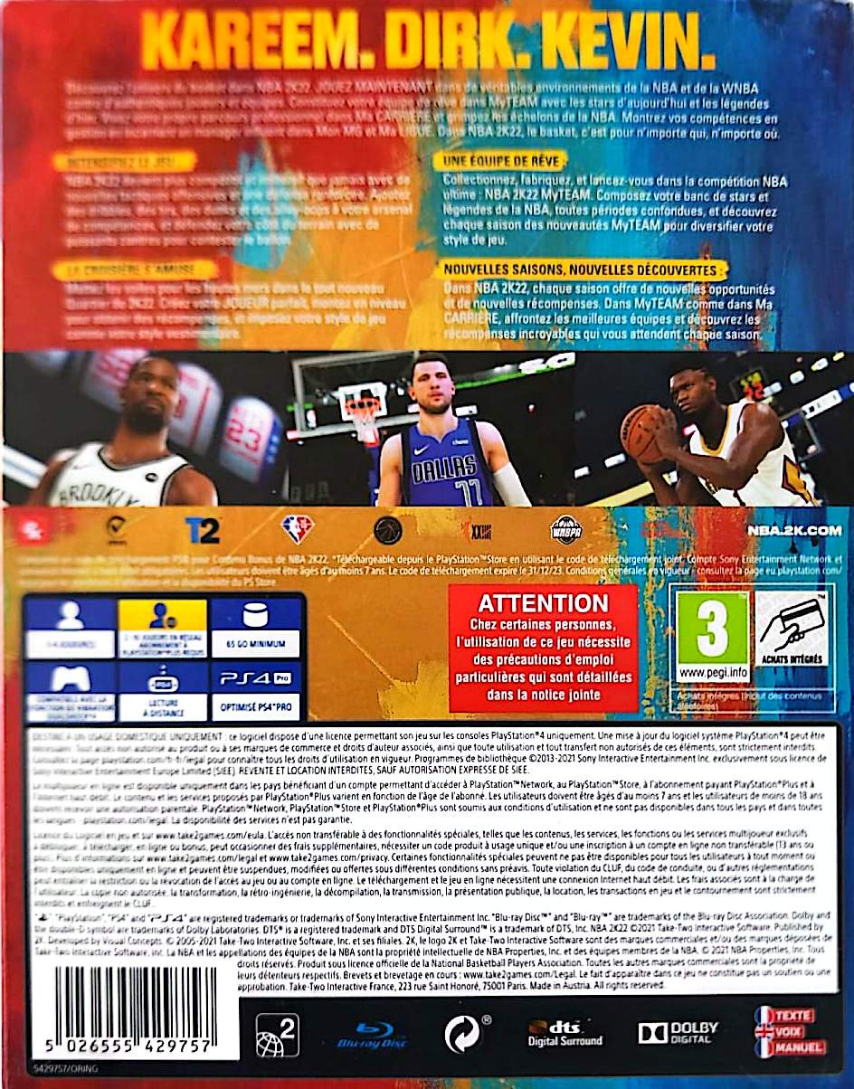 NBA 2K22 PS4 Jeu de Basket-Ball Simulation Sportive Édition 75th Anniversary PlayStation 4 2K Games