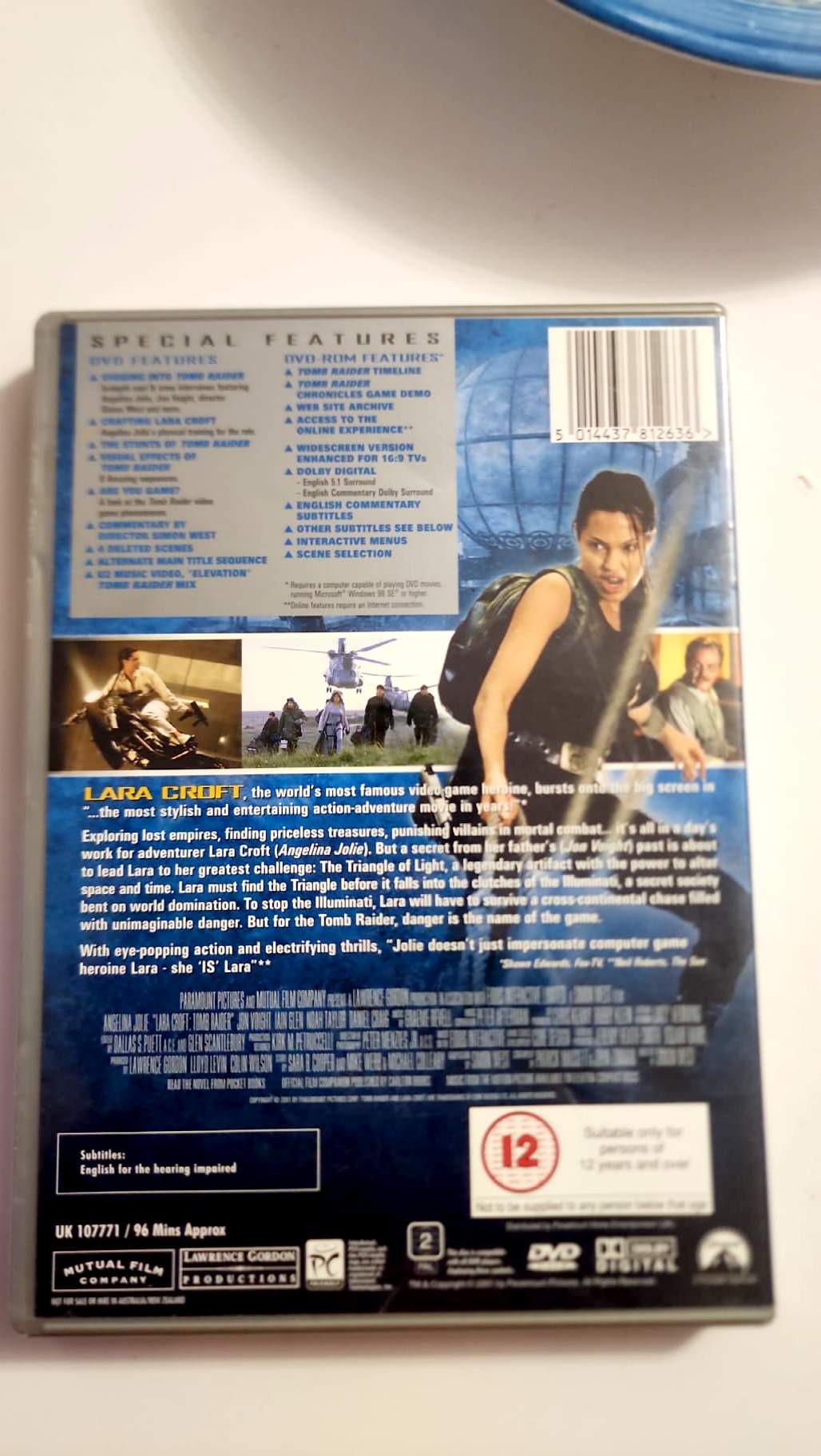 Jaquette arrière Lara Croft Tomb Raider édition collector UK