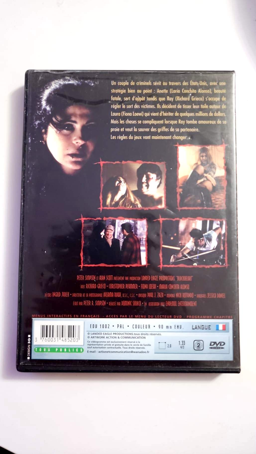 Jaquette avant Blackheart DVD Richard Grieco