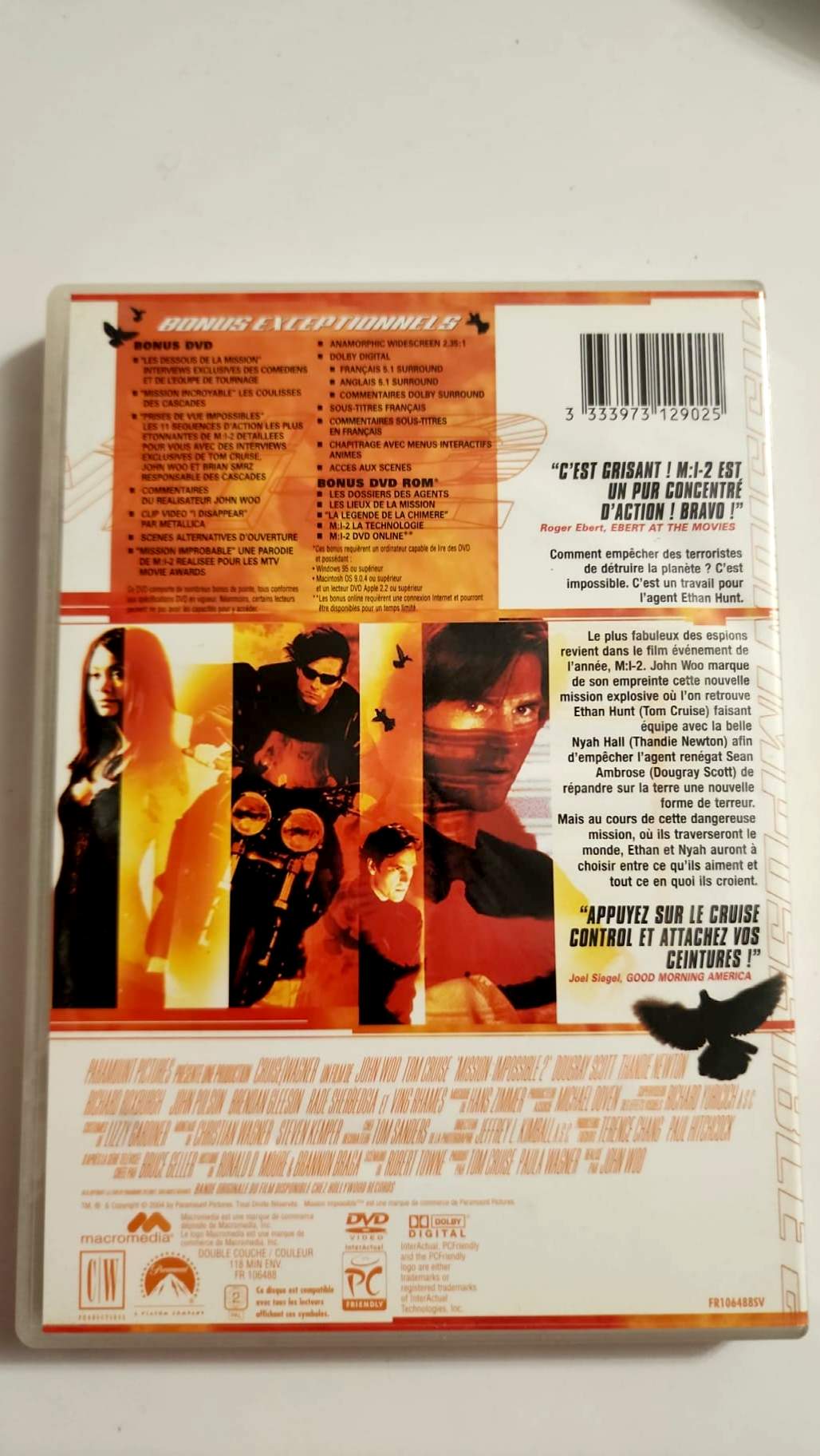 Jaquette avant du DVD Mission Impossible 2 Widescreen Collection avec Tom Cruise