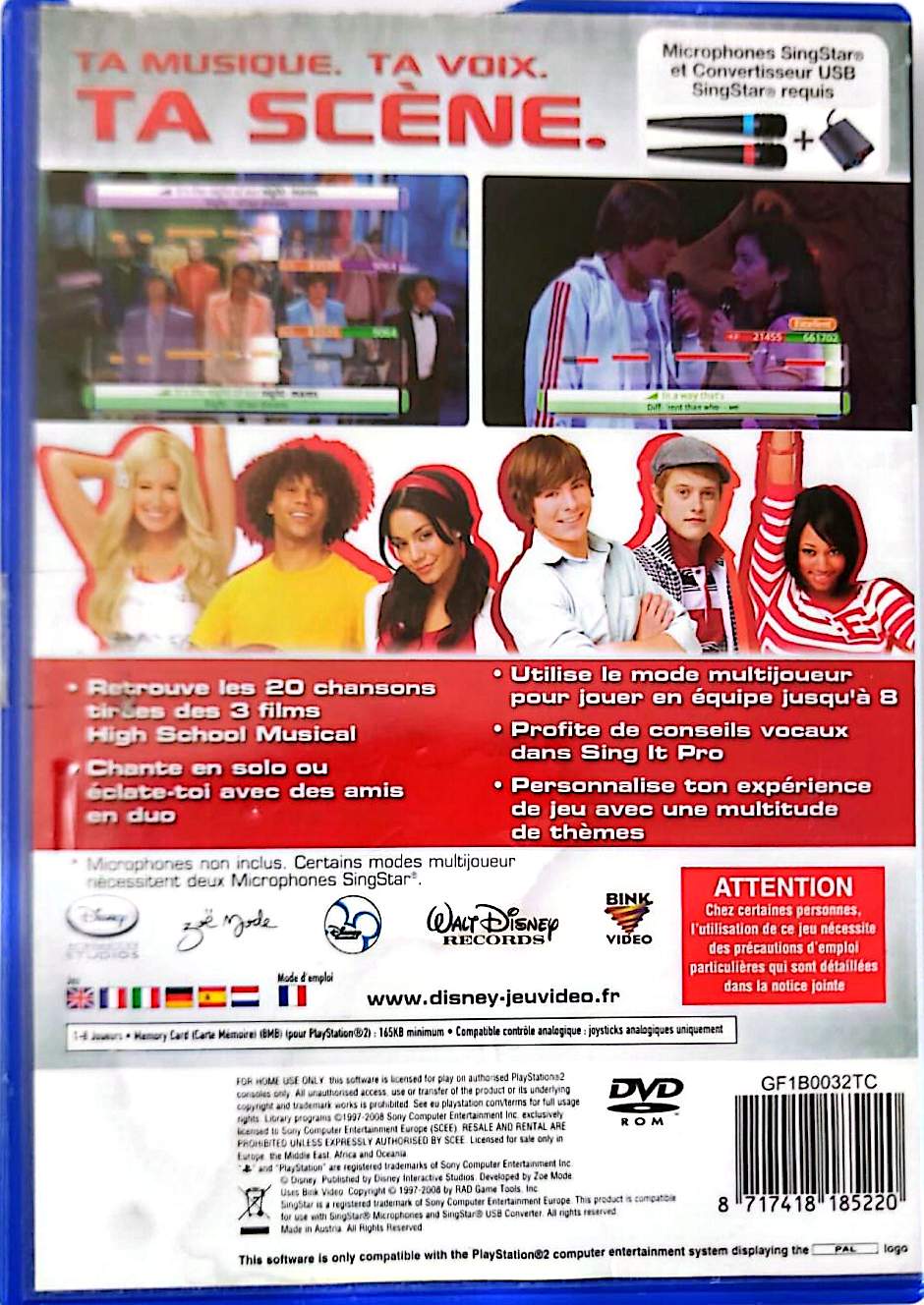 Disney Sing It High School Musical 3 Nos Années Lycée PS2 PlayStation 2 PAL FR Jeu Complet en Boîte