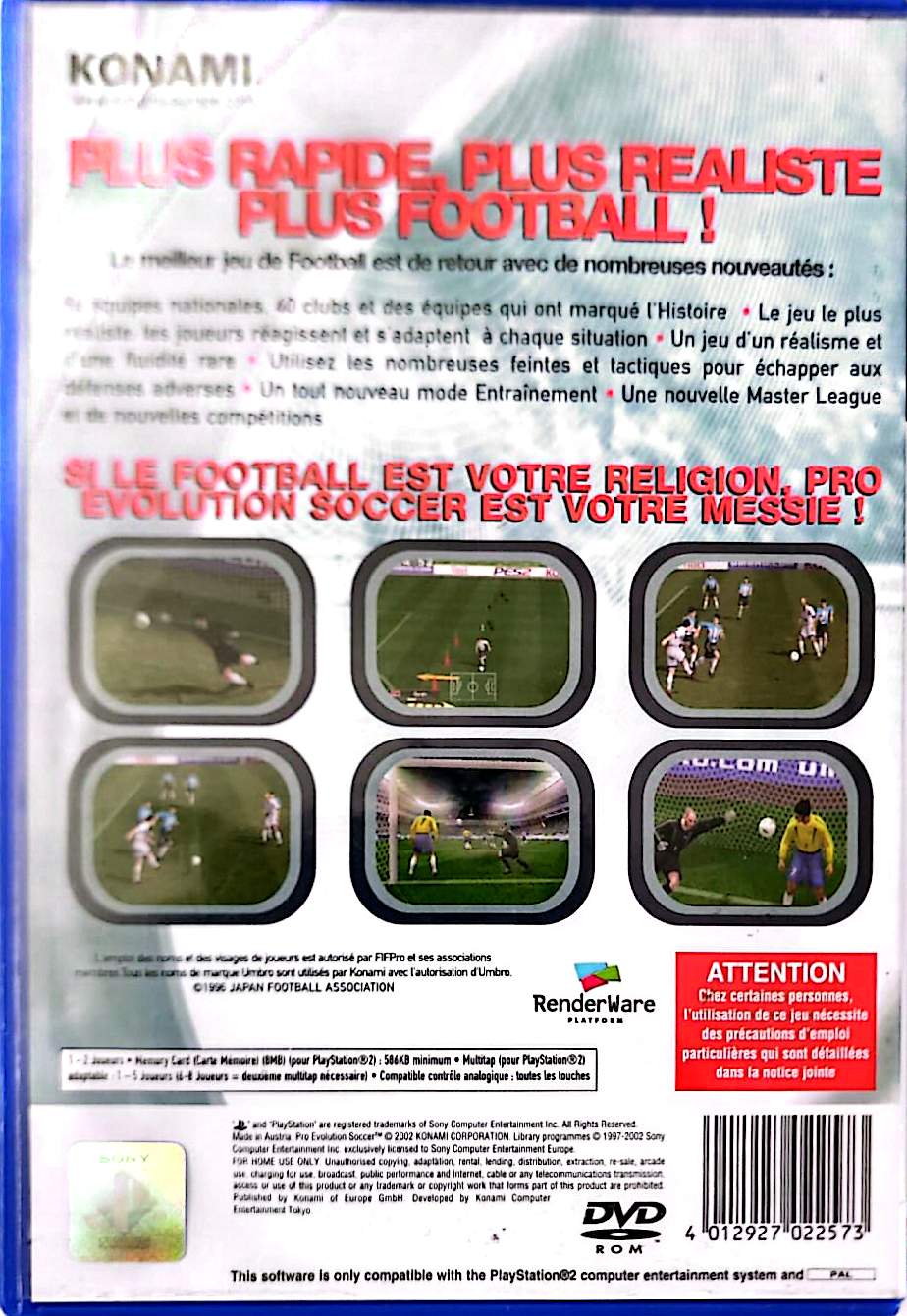 Pro Evolution Soccer 2 - Jeu PS2 - Konami - PAL