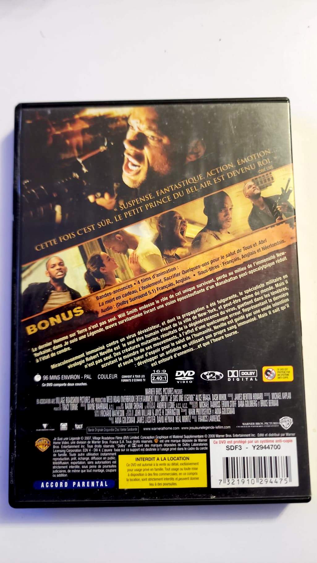 Je Suis une Légende DVD - Pochette arrière