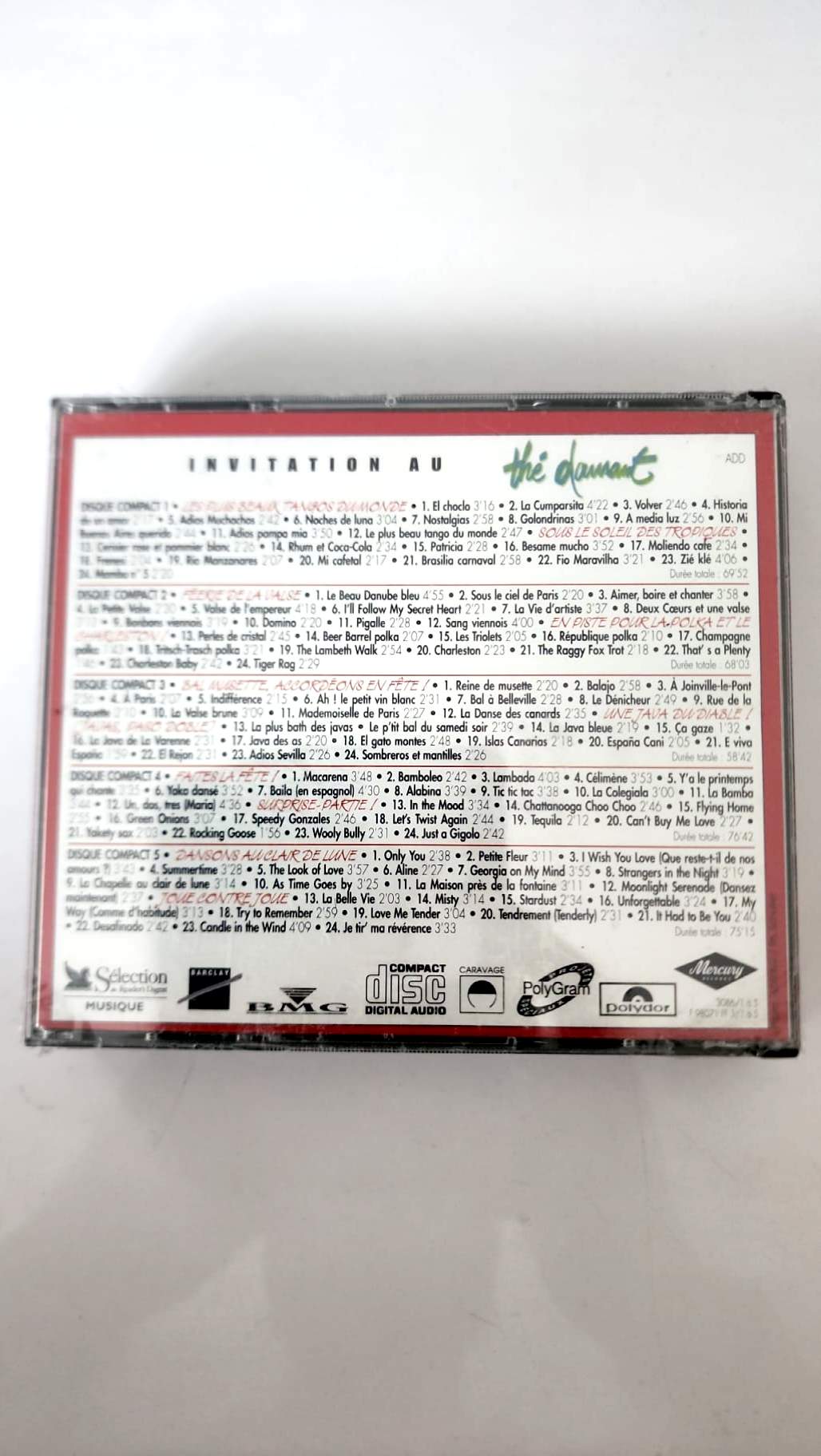 Invitation au thé dansant – programme des cinq CD au dos