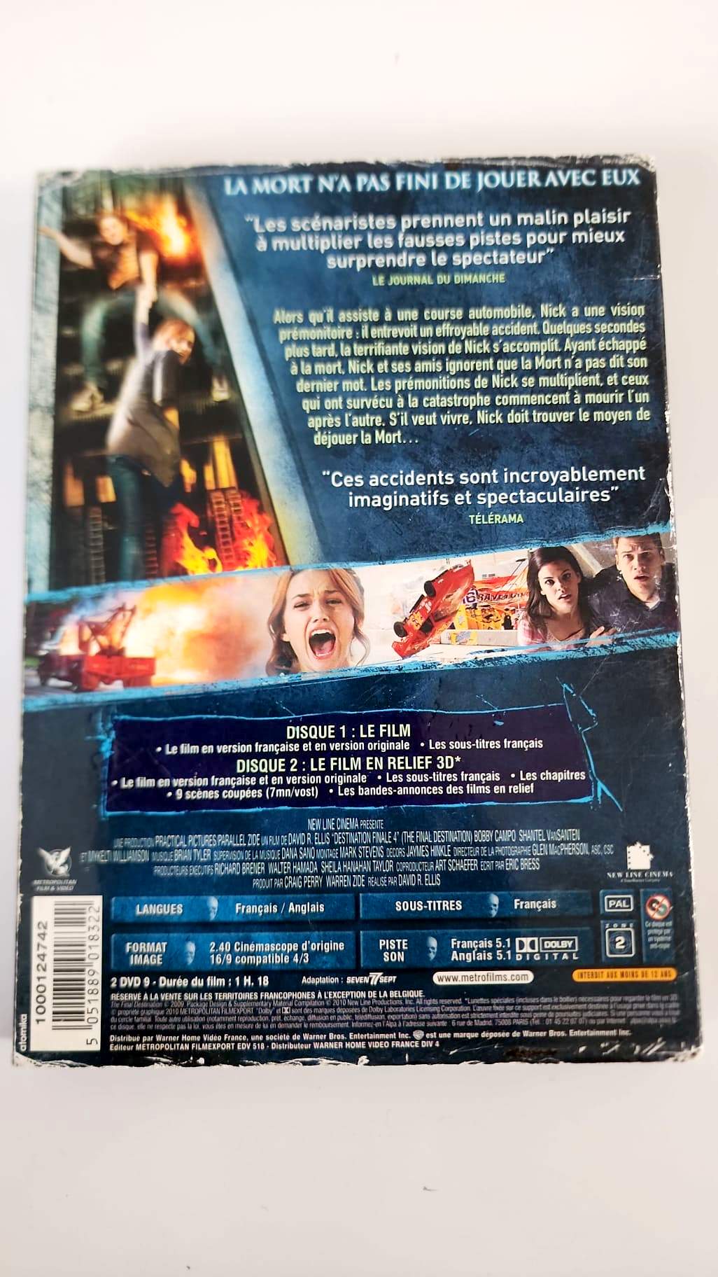 Destination Finale 4 3D DVD - Pochette arrière