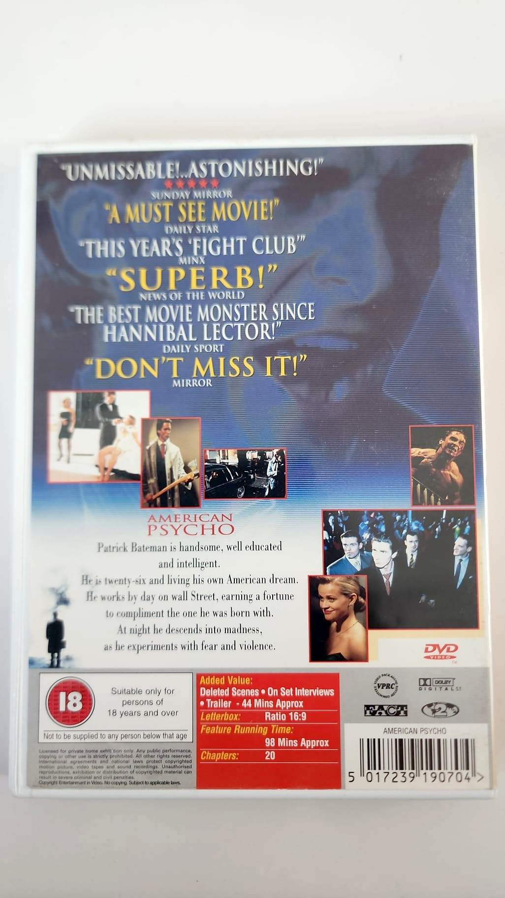 American Psycho DVD - Pochette arrière