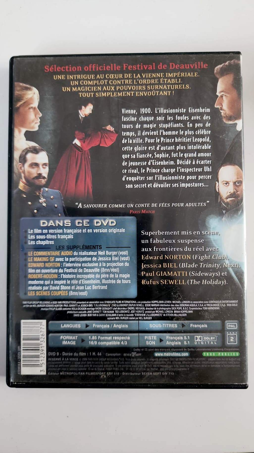 L'Illusionniste DVD - Pochette arrière