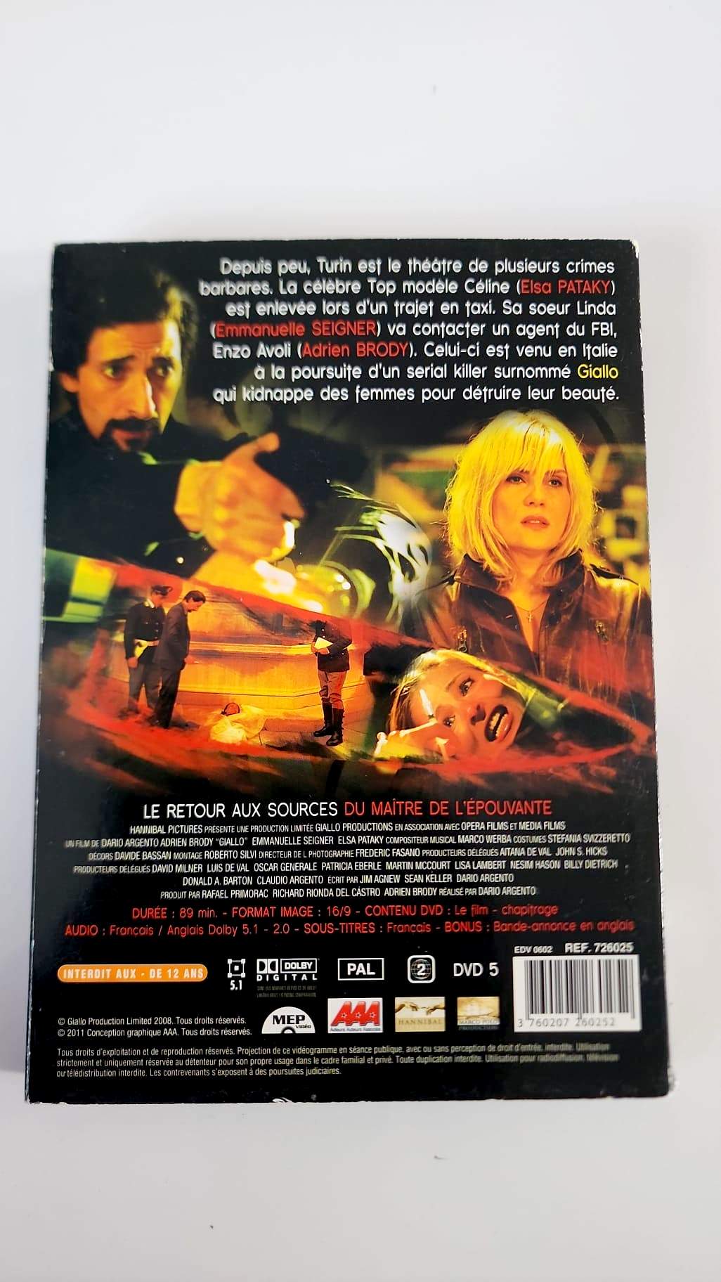 DVD Giallo Dario Argento – Verso