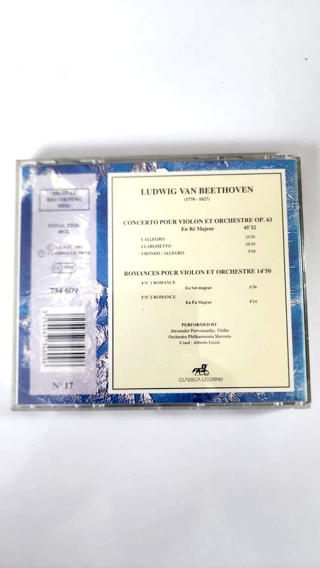 Beethoven Concerto et Romances, CD Classica Licorne, face avant