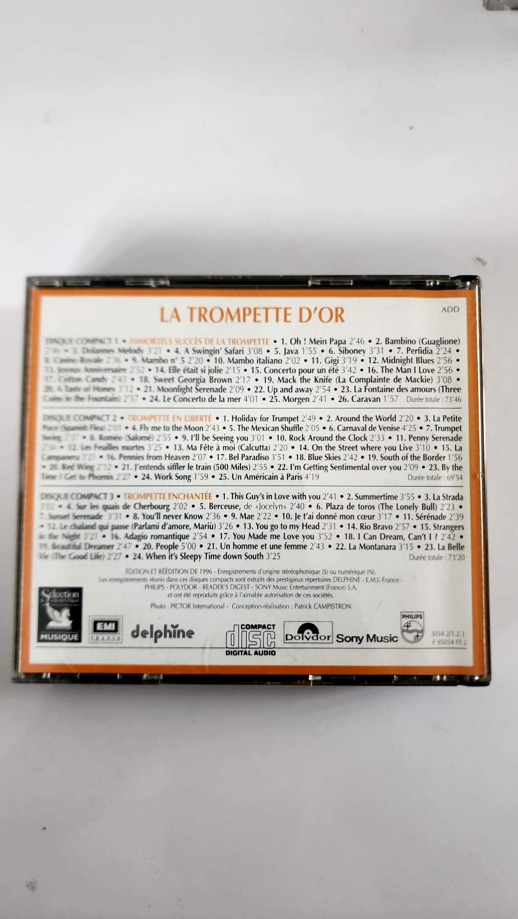 La Trompette d’Or, programme des trois CD au dos