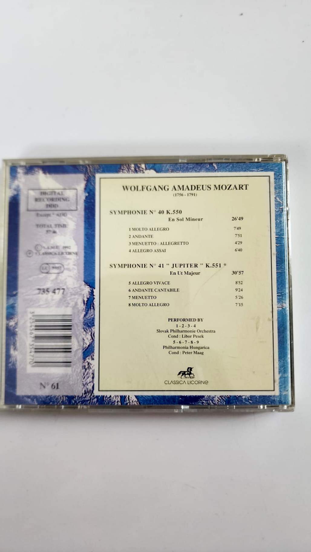 Mozart – Symphonies n° 40 et 41 Jupiter – CD Classica Licorne